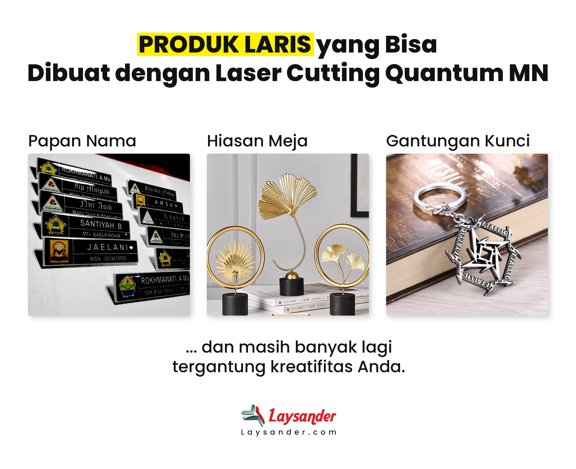 Produk Yang Bisa Diahasilkan Menggunakan Mesin Laser Cutting Quantum Mn - Laysander