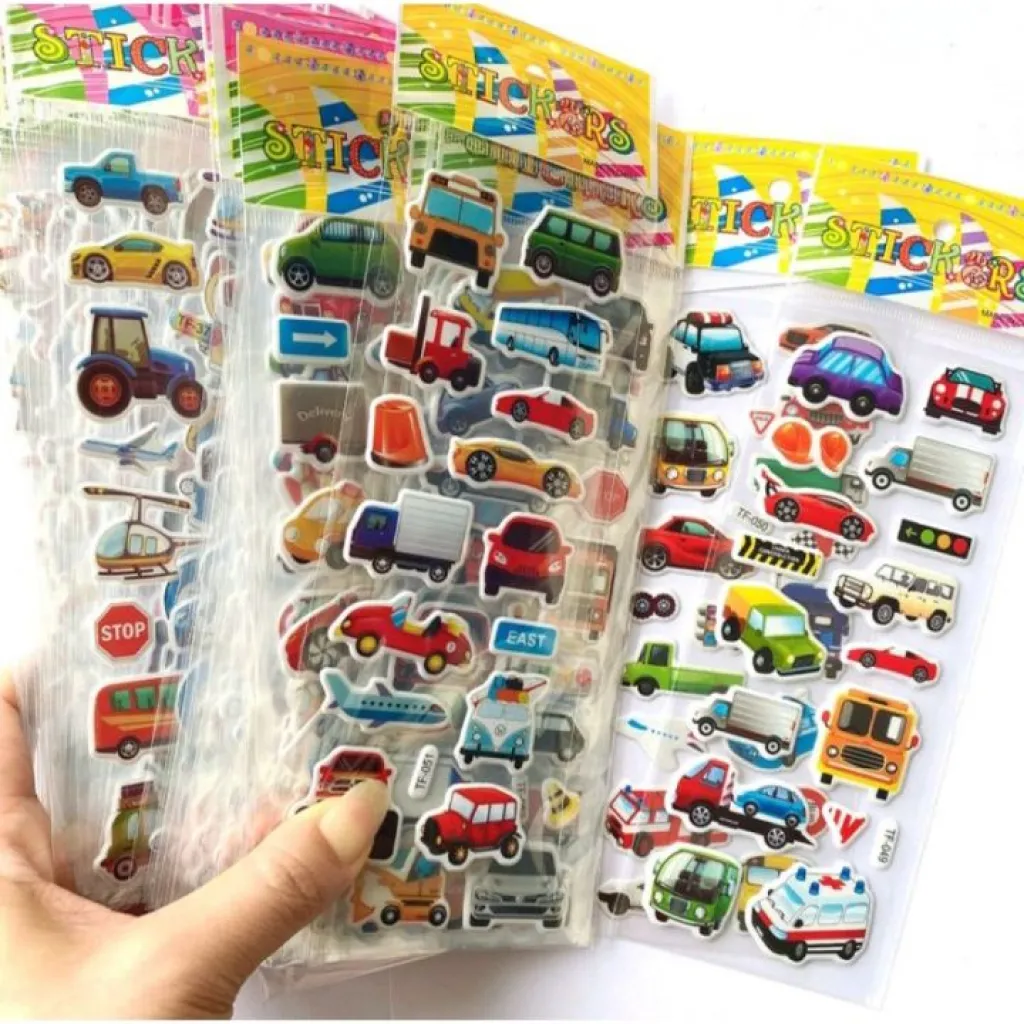 Sticker Edukatif Dengan Berbagai Kendaraan Yang Dirancang Untuk Pembelajaran Anak-Anak.