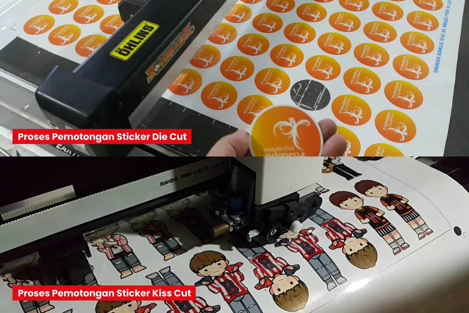 Proses Pemotongan Sticker Die Cut Dan Kiss Cut.