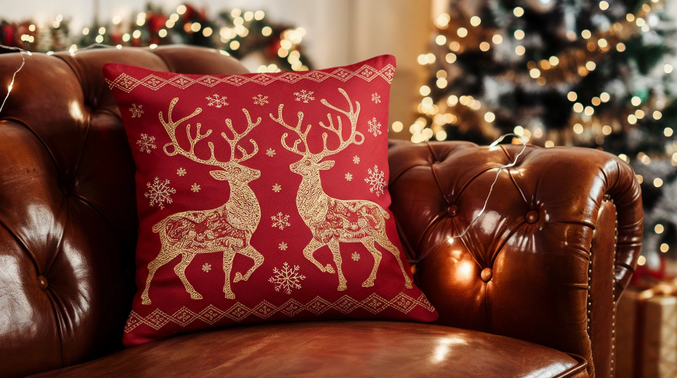 Sarung Bantal Bertema Natal Dari Hasil Cetak Digital Printing.