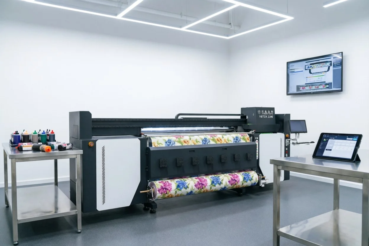 Mesin Printing Tekstil Modern Dengan Teknologi Otomatis Untuk Produksi Cepat Dan Hasil Tajam Di Indo Intertex 2026.