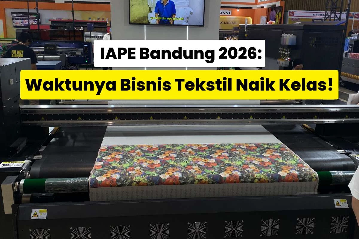 Mesin Digital Printing Tekstil Di Iape Bandung 2026 Dengan Hasil Cetak Motif Kain, Menampilkan Laysander Di Iape Bandung 2026.